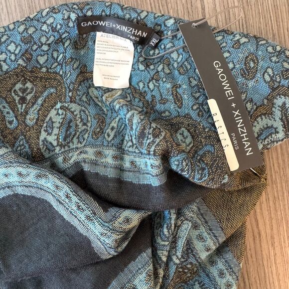 Gaowei + Xinzhan Paris Blue Shawl Pashmina Jacket with Tassels Size Medium - Picture 8 of 9